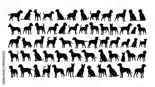 Collection of various dog silhouettes Vector