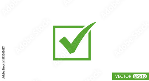 Green Checkmark Icon in Square Box.