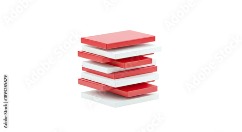 Stack of Red and White Rectangular Blocks