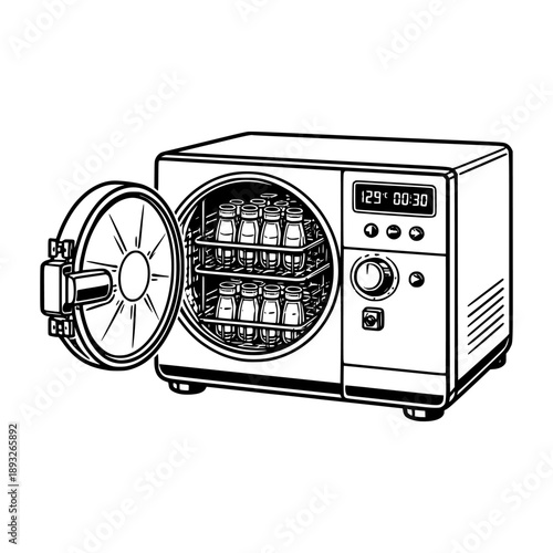 Laboratory autoclave sterilization machine illustration