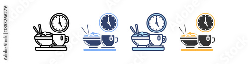 Lunchtime Icon Set Multiple Style Collection