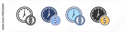 Time Is Money Icon Set Multiple Style Collection
