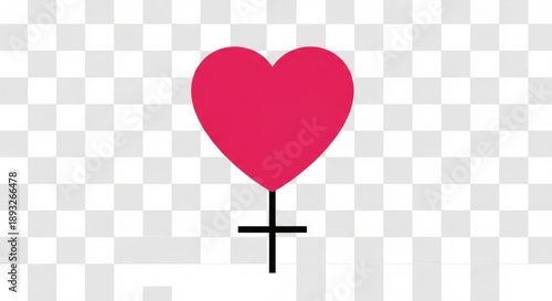 Female symbol with red heart on transparent background for love and gender concepts