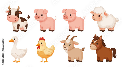 Cartoon Farm Animals Collection.