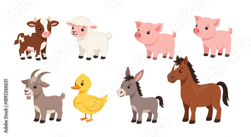 Cartoon Animals Standing Together Freely.