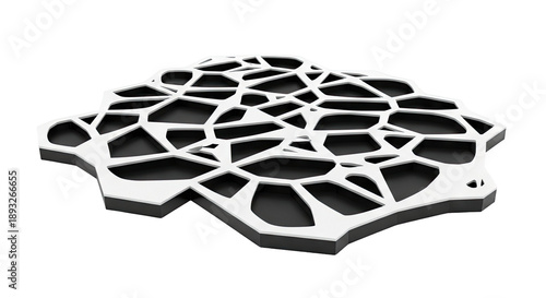 Abstract White Geometric Overlay with Black Background