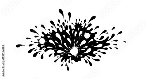 Black Ink Splatter on White Background.