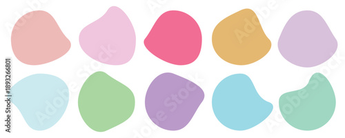 Aesthetic arrangement of organic abstract shapes in a pleasing palette of muted earthy tones . Colorful blob shapes. Round abstract organic shape collection.