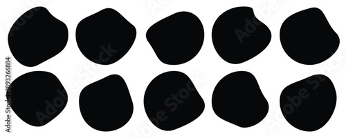 Abstract black blob shapes on white background organic blobs icon . Different drops in modern style. Drops or stone silhouettes. Modern blob shape design elements.