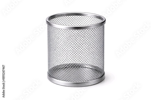 Wallpaper Mural Silver Metal Mesh Pen Holder Isolated on White Torontodigital.ca