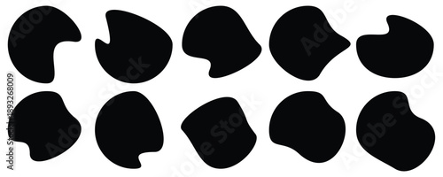  Various shapes of irregular blobs . Abstract organic blob shapes vector irregular figures isolated on transparent background. Vector illustration. 