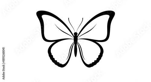 Elegant Black Outline Butterfly Illustration Simple Design.