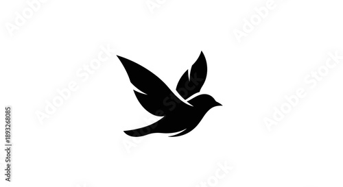 Elegant Black Silhouette of a Bird in Flight.