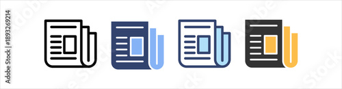 Newspaper Icon Set Multiple Style Collection