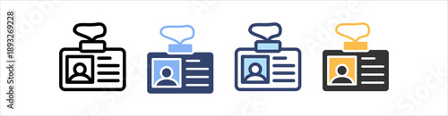 Id Card Icon Set Multiple Style Collection