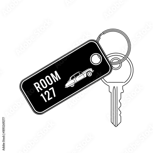 Retro Room Key Fob with Car Emblem and Key
