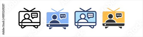 Tv News Icon Set Multiple Style Collection