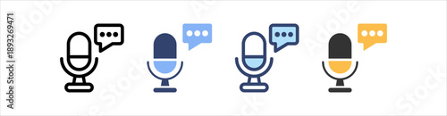 Podcast Icon Set Multiple Style Collection