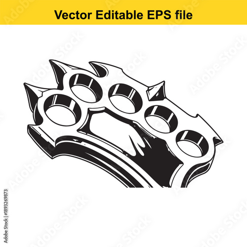  Spiked metal knuckle duster weapon close up