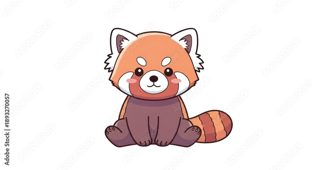 Naklejka premium Cute cartoon red panda sitting on white background.
