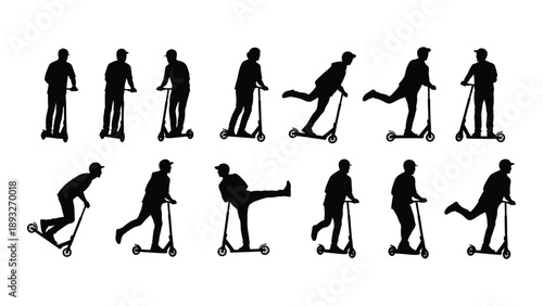 Various stages of scooter riding Vector