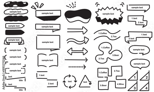 カジュアルでシンプルな手描きのあしらいセット2
