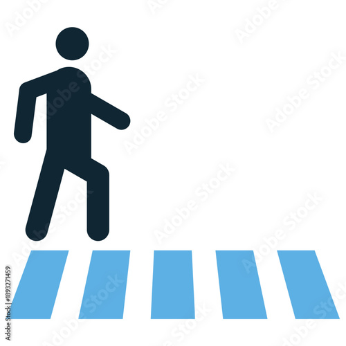 Crosswalk icon vector for traffic and pedestrian safety. Symbolizes street crossing and road rules. Ideal for city maps, driving manuals, and urban signs.