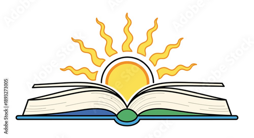 An open old literature book with burning pages and a flickering candle flame symbolizes the glowing spark of knowledge and wisdom isolated on a white background for education