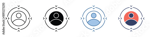 Essential digital icons illustrating the concept of user focus, targeted audience, and personal profile management, perfect for web, mobile app, and marketing design
