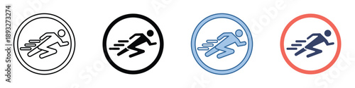 Dynamic Running Person Icon Set Representing Speed, Agility, and Athletic Performance for Modern Digital Applications
