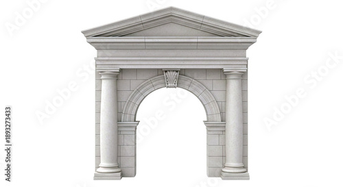 Classical Stone Archway with Columns and Pediment