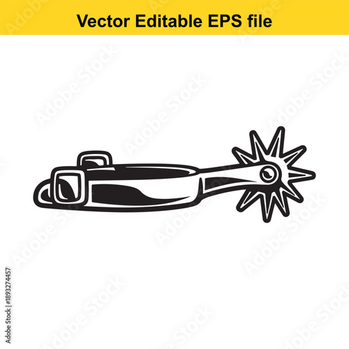  vector illustration of a black cowboy spur on white background