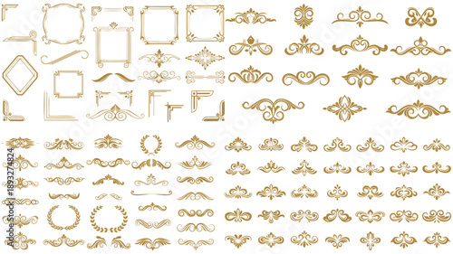 Gold ornate seamless pattern vector set elegant decorative floral motifs luxury design elements