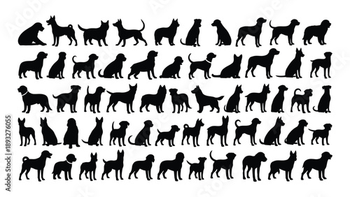 Collection of various dog silhouettes Vector