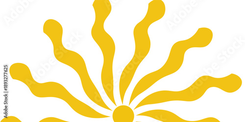 sun are arranged separately on a transparent background. Hand drawn abstract floral pattern with vintage rough speckled texture. Modern retro style vector