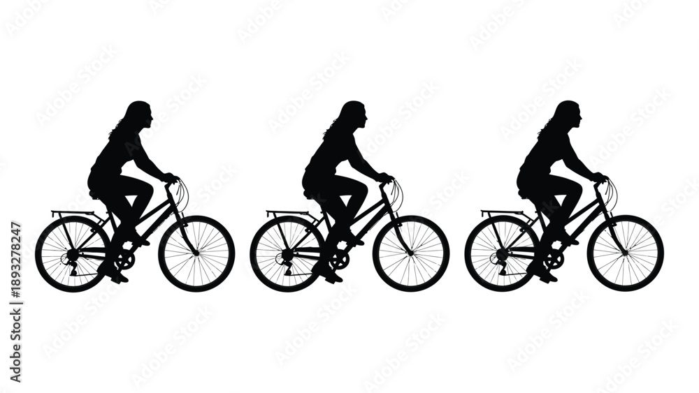 Obraz premium Three cyclists riding bicycles Vector