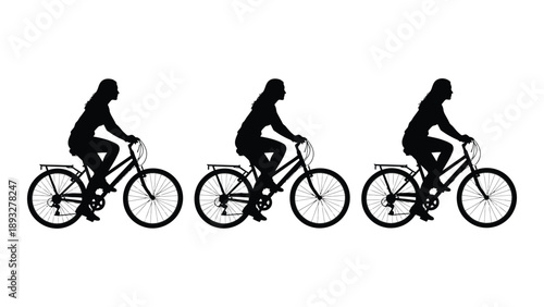 Three cyclists riding bicycles Vector