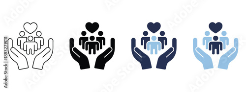 Customer care icon set in multiple style collection, including flat, line, and filled icons, perfect for support services, help desk, client assistance, and digital interface design