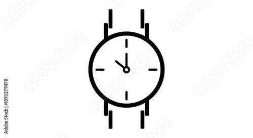 Simple Line Art Icon of a Wristwatch.