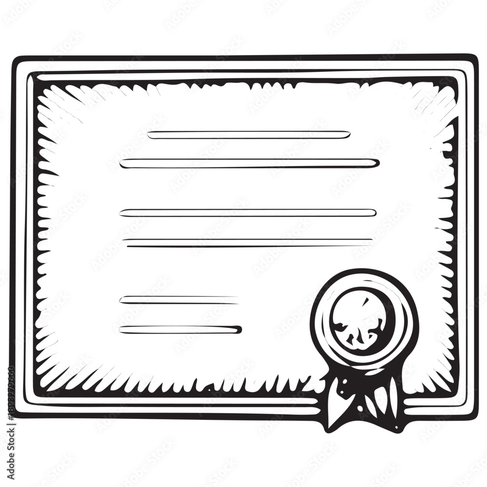 Obraz premium Certificate With Seal Icon – Academic Achievement Education Illustration