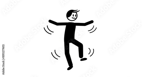 Simple stick figure man dancing with joy and excitement.