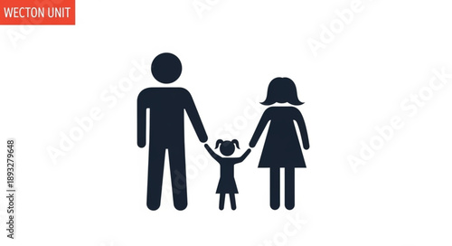 Simple Silhouette Icon of a Family Holding Hands.