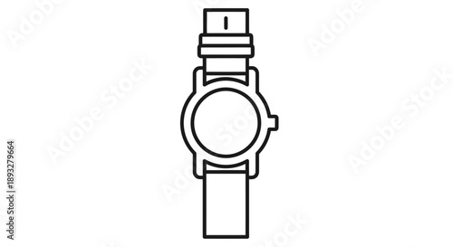 Simple outline drawing of a classic wristwatch with a leather strap.