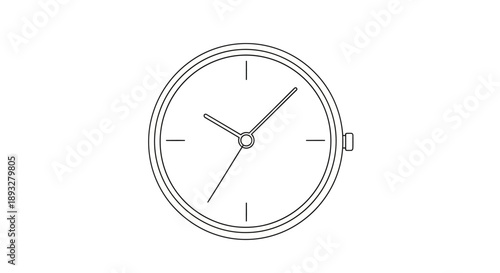 Simple Line Drawing of a Classic Wristwatch Face.
