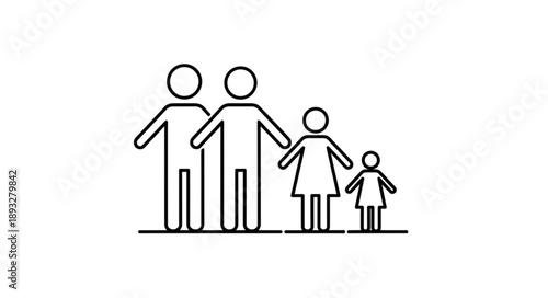 Simple Line Art Representation of a Family of Four.