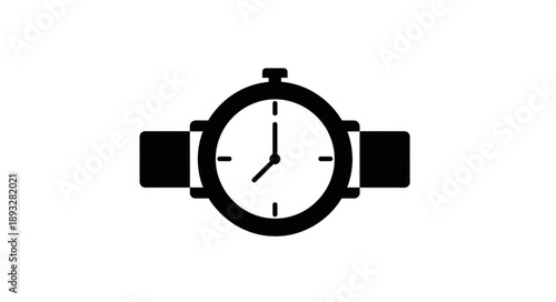 Simple black icon of a wristwatch on a white background.