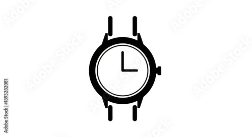 Simple Black and White Icon of a Wristwatch.
