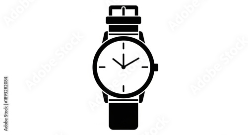 Simple Black and White Icon of a Wristwatch.