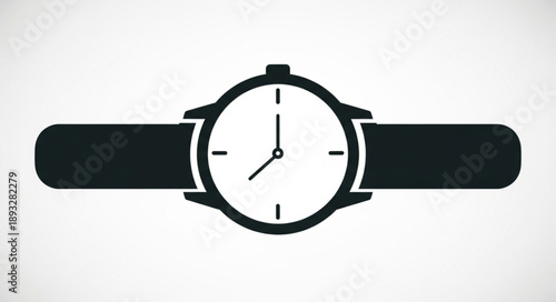 Simple Black Silhouette of a Wristwatch with White Face.