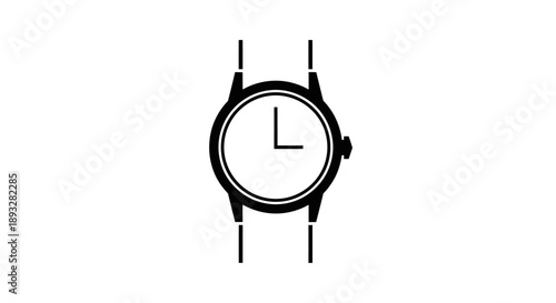 Simple Black Silhouette of a Classic Wristwatch.